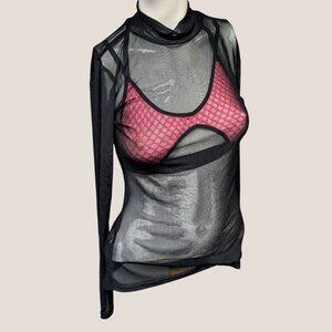 NWT Mesh Mock Neck Top